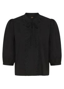 Schlupfbluse BOSS ORANGE "Balet Premium Damenmode", Damen, Gr. 42, schwarz 001, Popeline, Obermaterial: 100% Baumwolle, unifarben, normal, 2-Knopf-Manschette, Blusen Schlupfbluse, aus Baumwoll-Popeline, Ballon&auml;rmel