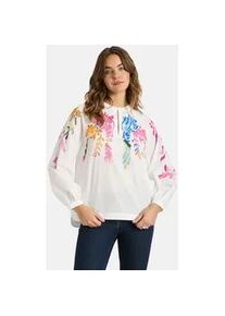 LIEBLINGSST&Uuml;CK Langarmbluse LIEBLINGSST&Uuml;CK "RoalieL", Damen, Gr. 40, sanftes wei&szlig;, Web, Obermaterial: 100% Baumwolle, bedruckt, h&uuml;ftbedeckend, Rundhals, Raglan&auml;rmel 1-Knopf-Manschette, Blusen, mit floralen Details