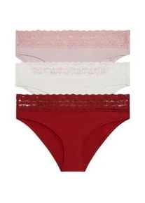 Bikinislip, Damen, Gr. XS (34), 3 Stk., bonita pink, ivory, schwarz magma, Webqualit&auml;t, Obermaterial: 95% Baumwolle, 5% Elasthan, Tommy Hilfiger UNDERWEAR, unifarben, k&ouml;rpernah, Unterhosen, K&ouml;rpernahe Passform mit elastischem Spitzenbund