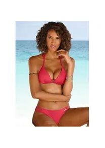 Triangel-Bikini Bruno Banani, Damen, Gr. 38, Cup B, rot, Polyamid, unifarben, Bikini-Sets Triangel-Bikini, mit Zierb&auml;ndern, Topseller