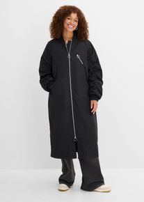 bonprix Blouson-Mantel mit Strickkragen, schwarz, Gr.38, L&auml;ssig-moderner Mantel mit Raffdetail am &Auml;rmel, Strickb&uuml;ndchen und Leistentaschen