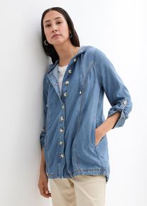 bonprix Hemd-Jacke mit k&uuml;hlendem Leinen, blau, Gr.48, Gem&uuml;tliche Hemd-Jacke mit Kapuze und Kn&ouml;pfen, 56% Lyocell (verifiziert)
