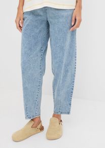 bonprix Barrel-Jeans Mid Waist Bequembund, blau, Gr.50, Trendy Jeans in Barrel-Form mit Gummibund, 98% Baumwolle (organic)