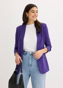bonprix Blazer mit Raffung, lila, Gr.44, Moderner Blazer mit langem Revers