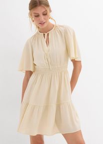 bonprix Minikleid aus flie&szlig;endem Viskose-Mix, beige, Gr.40, in kurzer L&auml;nge, aus Viskose