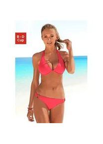 B&uuml;gel-Bikini Chiemsee, Damen, Gr. 38, Cup B, rot (hummer), Polyamid, unifarben, Bikini-Sets B&uuml;gel-Bikini, mit silbernem Zierring