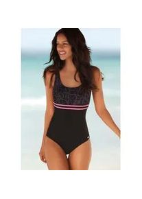 Badeanzug Venice Beach, Damen, Gr. 54, N-Gr, schwarz (schwarz, grau), Polyamid, bedruckt, unifarben, Badeanz&uuml;ge Badeanzug, mit trendigem Logoprint und Shaping-Effekt