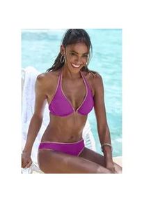 Bikini-Hose Bruno Banani "Milano", Damen, Gr. 42, N-Gr, pink (fuchsia), Recycling-Polyamid, gl&auml;nzend, unifarben, Badehosen Bikini-Hose, mit kupferfarbener Paspel