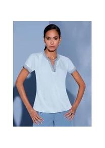 CR&Eacute;ATION L Schlupfbluse CREATION L, Damen, Gr. 52, blau (hellblau), 100% Viskose, unifarben, V-Ausschnitt, Blusen Schlupfbluse