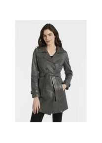 Ledermantel Mauritius "GWTaresa", Damen, Gr. 42 (XL), grau, Obermaterial: 100% Schafsleder. Futter: 100% Baumwolle. &Auml;rmelfutter: 100% Polyester, unifarben, l&auml;ssig geschnitten knielang, mit Riegel, M&auml;ntel, Leder-Trenchcoat mit Bindeg&uuml;rtel