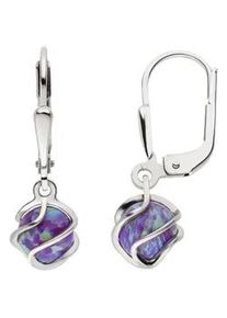 Paar Ohrh&auml;nger Jobo "Ohrringe 23 mm", blau, blau, Ohrringe, Damen, Silber 925 (Sterlingsilber), 925 Silber mit Opal