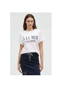 Rundhalsshirt SOCCX, Damen, Gr. M, wei&szlig;, Single Jersey, Material: 100% Baumwolle, bedruckt, regular fit normal, Rundhals, eingesetzt, Shirts Rundhalsshirt, mit Turn-Up-&Auml;rmel