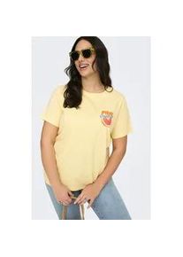 Kurzarmshirt Only CARMAKOMA "CARBOLETTE LIFE REG S/S TOP BOX JRS", Damen, Gr. M, sunlight print:pink, Jersey, Obermaterial: 100% Baumwolle, bedruckt, Rundhals, Shirts