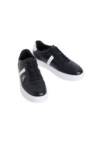 Plateausneaker Calvin Klein "CLASSIC CUPS LACE LTH EMB TONGUE", Herren, Gr. 40, schwarz, wei&szlig;, Leder, kontrastfarbene Details, Schuhe Plateausneaker, Basket-Sneaker, Halbschuh, Schn&uuml;rschuh mit seitlichem CK-Logo