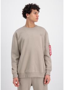 Sweater Alpha Industries "X-Fit Label Sweater", Herren, Gr. XXL, beige (vintage sand), Obermaterial: 80% Baumwolle, 20% Polyester, loose fit, Sweatshirts Sweater