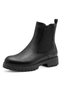 Chelseaboots Tamaris, Damen, Gr. 40, schwarz, Leder, Lederimitat, Schuhe Chelseaboots, Blockabsatz, Stiefelette mit Kontrast-Rahmennaht