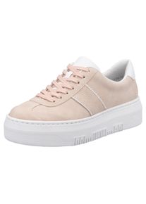 Plateausneaker Rieker, Damen, Gr. 38, rosa (ros&eacute;, wei&szlig;), Lederimitat, Schuhe Plateausneaker, Schn&uuml;rschuh, Halbschuh, Freizeitschuh mit gepolstertem Schaftrand