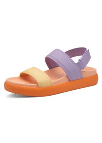 Riemchensandale Tamaris, Damen, Gr. 41, lila (violett kombiniert), Lederimitat, Schuhe Riemchensandale, Plateau, Sommerschuh, Klettschuh, Sandalette in veganer Verarbeitung