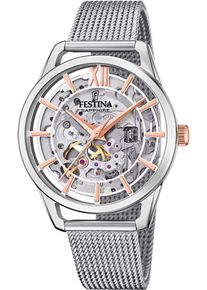 Automatikuhr Festina "Automatik", silber (silberfarben), Armbanduhren, Damen, Automatikuhr, Armbanduhr, Damenuhr, mechanische Uhr, Edelstahlarmband