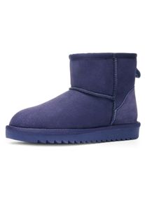 Schlupfboots Ara "Alaska Classic Short", Damen, Gr. 42, blau (ozean classic), Lammfell, Veloursleder, unifarben, Schuhe Schlupfboots, Winterboots zum Schlupfen in bequemer Weite G (=weit)