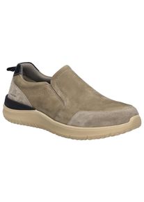 Slip-On Sneaker Josef Seibel "Wales 04", Herren, Gr. 42, beige (sand, kombi), Leder, Schuhe Slip-On Sneaker, Slipper, Komfortschuh, Schlupfschuh mit elastischem Gummizug-Einsatz