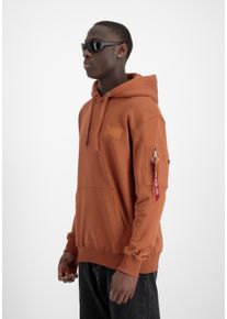 Hoodie Alpha Industries "Backprint Hoodie ", Herren, Gr. S, braun (hazel braun), Obermaterial: 80% Baumwolle, 20% Polyester, regular fit, Sweatshirts Hoodie