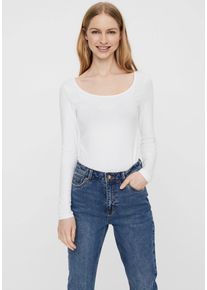V&eacute;ro Moda Langarmshirt VERO MODA "VMMAXI", Damen, Gr. L, wei&szlig; (hellwei&szlig;), Jersey, Obermaterial: 93% Baumwolle, 7% Elasthan, unifarben, Basic, sehr figurbetont h&uuml;ftbedeckend, Rundhals, Shirts Langarmshirt, Topseller