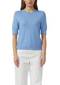 Strickpullover s.Oliver, Damen, Gr. 34, blau, Feinstrick, Obermaterial: 100% Baumwolle, unifarben, normal h&uuml;ftbedeckend, Rundhals, Flachstrickb&uuml;ndchen, Pullover Strickpullover, Halbarm-Strick mit Viskose