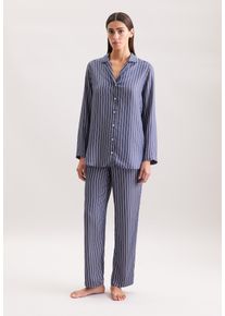 Pyjama Seidensticker, Damen, Gr. 38, dunkelblau, 100% Modal, gestreift, Homewear-Sets Pyjama
