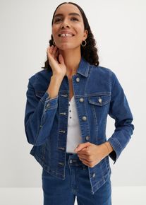 Jeansjacke bonprix, Damen, Gr. 46, blau denim, Denim/Jeans, Obermaterial: 82% Baumwolle, 17% Polyester, 1% Elasthan, unifarben, bequem, 1-Knopf-Manschette, Jacken Jeansjacke, bequeme Passform, mit Brust- und Eingriffstaschen, Topseller