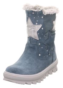 Winterstiefel Superfit "FLAVIA WMS: Mittel", M&auml;dchen, Gr. 25, silber (hellblau, silberfarben), Leder, Polyester, Veloursleder, Schuhe Winterstiefel, Snowboots mit wasserdichter GORE-TEX, Gr&ouml;&szlig;enschablone zum Download