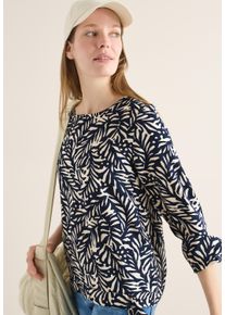 Langarmbluse Cecil, Damen, Gr. L (42), universal blau, Web, Obermaterial: 100% Viskose, gemustert, l&auml;ssig geschnitten h&uuml;ftbedeckend, Rundhals, elastischer Bund, Blusen Langarmbluse, mit Allover-Muster und aus reiner Viskose