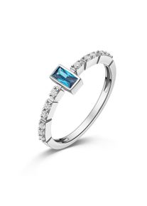 Fingerring Firetti "Schmuck Geschenk Silber 925 Damenring Ring Baguette" Gr. 54, silberfarben, dunkelblau, kristallwei&szlig;, Fingerringe, Damen, 54, Silber 925 (Sterlingsilber), 2mm, Fingerring, mit Zirkonia (synth.)