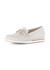 Slipper Gabor "FLORENZ", Damen, Gr. 35, beige, Veloursleder, Schuhe Slipper, Keilabsatz, Schlupfschuh, Businessschuh mit Zierkette, Topseller