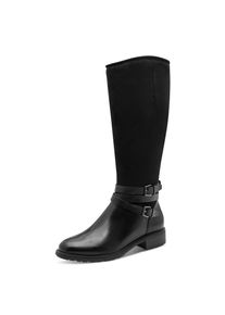 Stiefel Tamaris, Damen, Gr. 40, Normalschaft, schwarz, Leder, Lederimitat, Textil, Veloursleder, unifarben, Schuhe Stiefel, Blockabsatz, Langschaftstiefel mit Touch it-Ausstattung