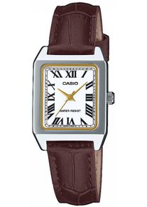 Quarzuhr, braun (dunkelbraun, silberfarben), CASIO TIMELESS COLLECTION, Armbanduhren, Damen, Quarzuhr, Armbanduhr, Damenuhr, analog, Lederarmband