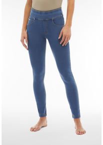 Shapingleggings Freddy "NOW SKINNY YOGA", Damen, Gr. S (36), N-Gr, blau (light blau), Web, Obermaterial: 84% Baumwolle, 16% Elasthan, figurbetont lang, Hosen Shapingleggings, mit Lifting & Shaping Effekt und Umschlagbund