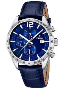 Chronograph Festina, blau, Armbanduhren, Herren, Chronograph, Armbanduhr, Quarzuhr, Herrenuhr, Lederarmband, Stoppfunktion