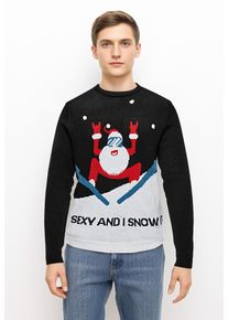 Only & Sons Strickpullover ONLY & SONS "ONSXMAS REG 5 PLACEMENT CREW KNIT", Herren, Gr. L, schwarz, Strick, Obermaterial: 100% Polyacryl, gemustert, festlich, regular fit normal, Rundhals, Pullover Strickpullover