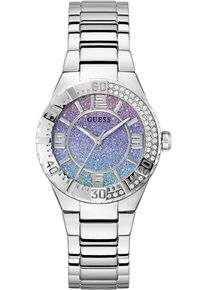 Quarzuhr Guess "SANGRIA", silberfarben, Armbanduhren, Damen, Quarzuhr, Armbanduhr, Damenuhr, Edelstahlarmband