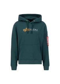 Hoodie Alpha Industries "Alpha Label Hoodie", Herren, Gr. M, gr&uuml;n (force gr&uuml;n), Obermaterial: 80% Baumwolle, 20% Polyester, regular fit, Sweatshirts Hoodie