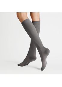 Kniestr&uuml;mpfe Hudson "RELAX FINE", Damen, Gr. 35-38, silber, Baumwollmischung, normal, Socken Kniestr&uuml;mpfe, Baumwoll-Mix, verst&auml;rke Spitze und Ferse