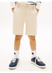 Shorts Tommy Hilfiger "1985 CHINO SHORT", Jungen, Gr. 10 (140), N-Gr, classic beige, Web, Obermaterial: 97% Baumwolle, 3% Elasthan, straight fit, Hosen Shorts, mit Logostickerei