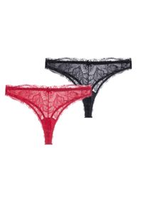 Tanga Dorina "Perfect Lace", Damen, Gr. M, rot, schwarz, Spitze, Obermaterial: 90% Polyamid, 10% Elasthan, eng, Unterhosen Tanga, aus federleichter Spitze, hochgeschnitten