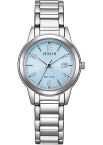 Solaruhr Citizen, silber (silberfarben, hellblau), Armbanduhren, Damen, Solaruhr, Armbanduhr, Damenuhr, Edelstahlarmband, Datum