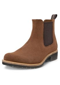 Chelseaboots Ecco "ELAINA", Damen, Gr. 37, braun (camelfarben), Veloursleder, Schuhe Chelseaboots, Schlupfboots, Herbstboots, Stiefelette mit Stretcheins&auml;tze