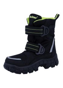 Winterstiefel Richter "Davos WMS: Weit", Jungen, Gr. 33, schwarz (schwarz, neongelb), Lederimitat, Textil, kontrastfarbene Details, Schuhe Winterstiefel, Klettstiefel in Schuhweite: Weit, Gr&ouml;&szlig;enschablone zum Download