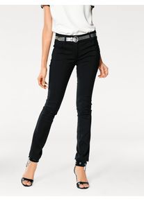 R&ouml;hrenhose Heine, Damen, Gr. 44, Normalgr&ouml;&szlig;en, schwarz, 48% Baumwolle, 45% Polyester, 7% Elasthan, Miedereinsatz:15% Elasthan, 85% Polyamid, unifarben, lang, Hosen R&ouml;hrenhose