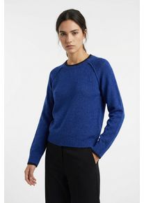 V&eacute;ro Moda Strickpullover VERO MODA "VMAQUARIUS LS O-NECK RAGLAN PULLOVER BF", Damen, Gr. XL, surf the web detail:with melange, schwarz contrast edge, Strick, Obermaterial: 65% Polyester, 13% Nylon, 13% Polyacryl, 6% Wolle, 3% Elasthan, meliert, regular fit normal, Rundhals, Rippb&uuml;ndchen, Pullover Strickpullover