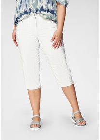 Caprihose KjBRAND "Babsie: bequemer Oberschenkel", Damen, Gr. 46, N-Gr, wei&szlig; gestreift, Web, Obermaterial: 47% Baumwolle, 45% Polyester, 6% Viskose, 2% Elasthan, Basic, kniebedeckend, Hosen Caprihose, Sommerhose mit Strukturmuster